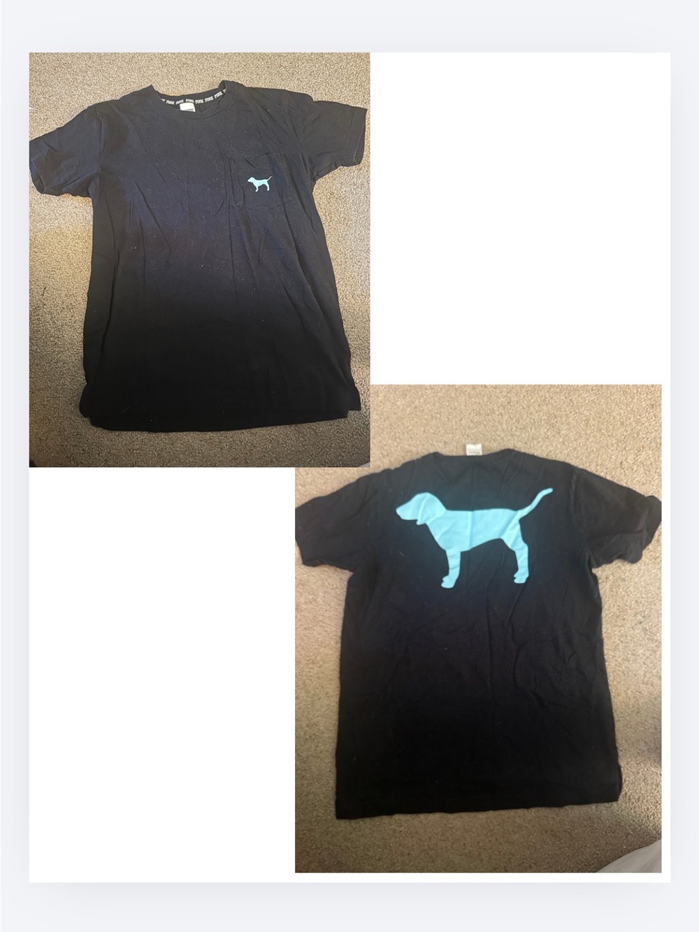 3 PINK Victoria's Secret by Victoria's Secret Black Tees